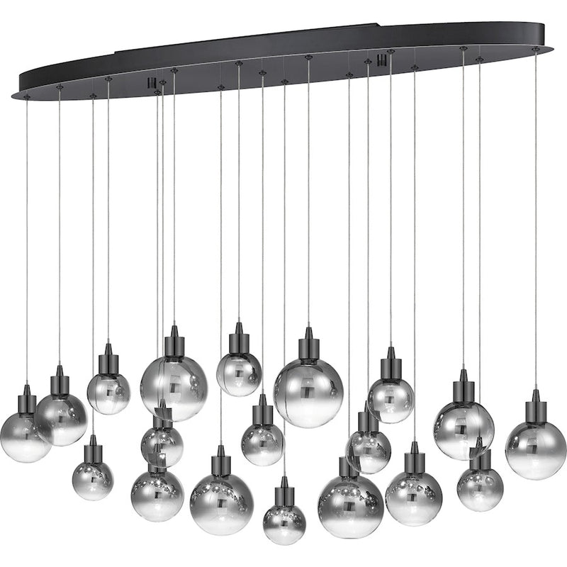 Quoizel Shadow Linear LED Light Chandelier, Black Chrome/Smoke