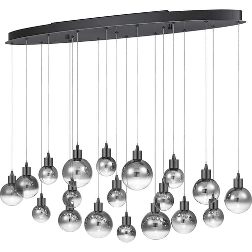 Quoizel Shadow Linear LED Light Chandelier, Black Chrome/Smoke