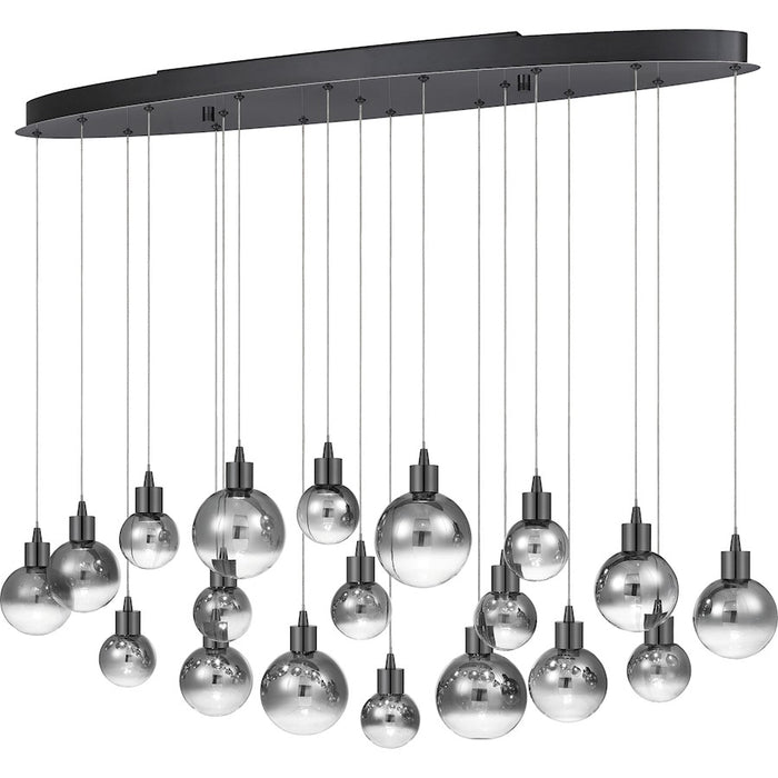 Quoizel Shadow Linear LED Light Chandelier, Black Chrome/Smoke