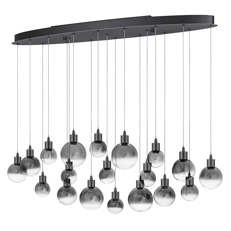 Quoizel Shadow Linear LED Light Chandelier, Black Chrome/Smoke