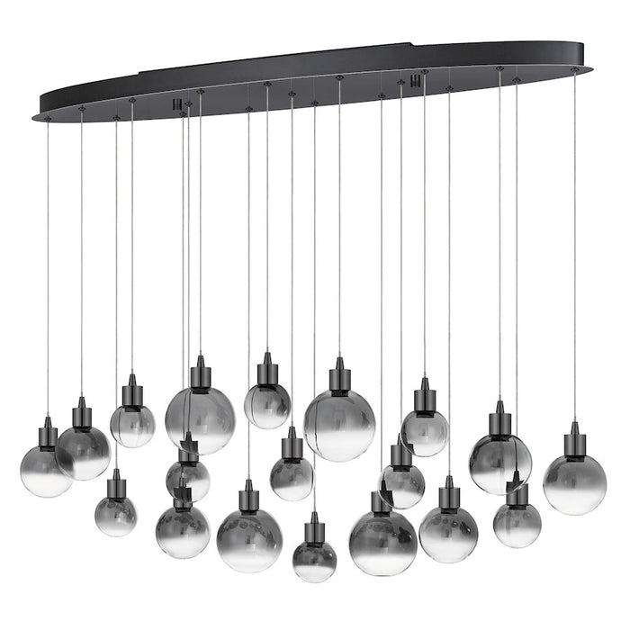 Quoizel Shadow Linear LED Light Chandelier, Black Chrome/Smoke