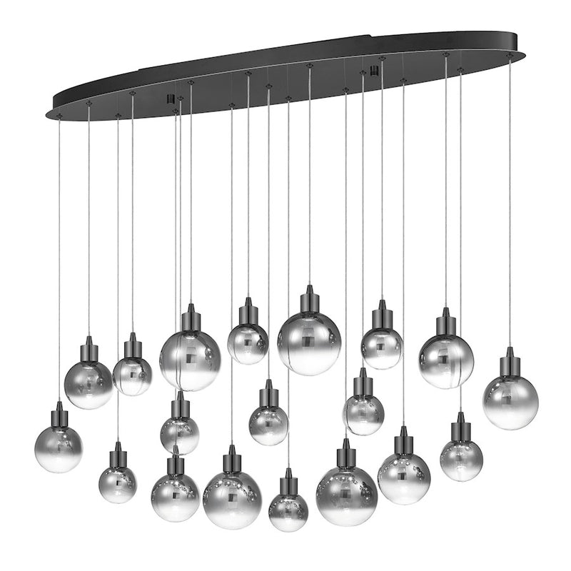 Quoizel Shadow Linear LED Light Chandelier, Black Chrome/Smoke