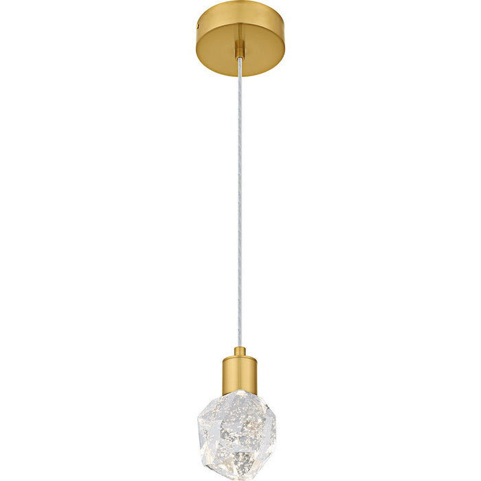 Quoizel Skye Lt Mini Pendant, Gold/Clear Bubble Crystal