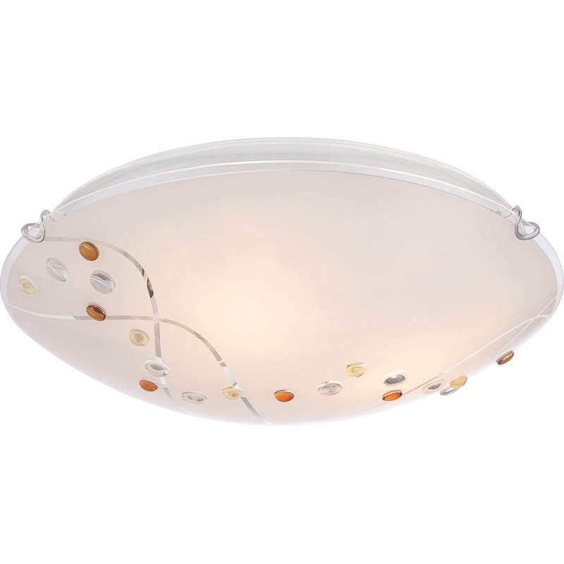 Quoizel Stellar 16in 3-Light Flush Mount | Glam Polished Chrome and White Etched Glass | Bedroom & Hallway Ceiling Light | Model PCSL1616C