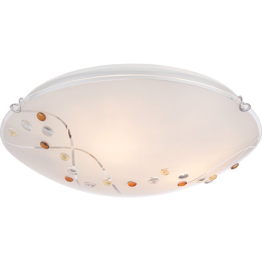 Quoizel Stellar 16in 3-Light Flush Mount | Glam Polished Chrome and White Etched Glass | Bedroom & Hallway Ceiling Light | Model PCSL1616C