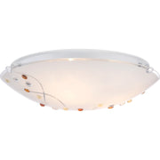 Quoizel Stellar 16in 3-Light Flush Mount | Glam Polished Chrome and White Etched Glass | Bedroom & Hallway Ceiling Light | Model PCSL1616C