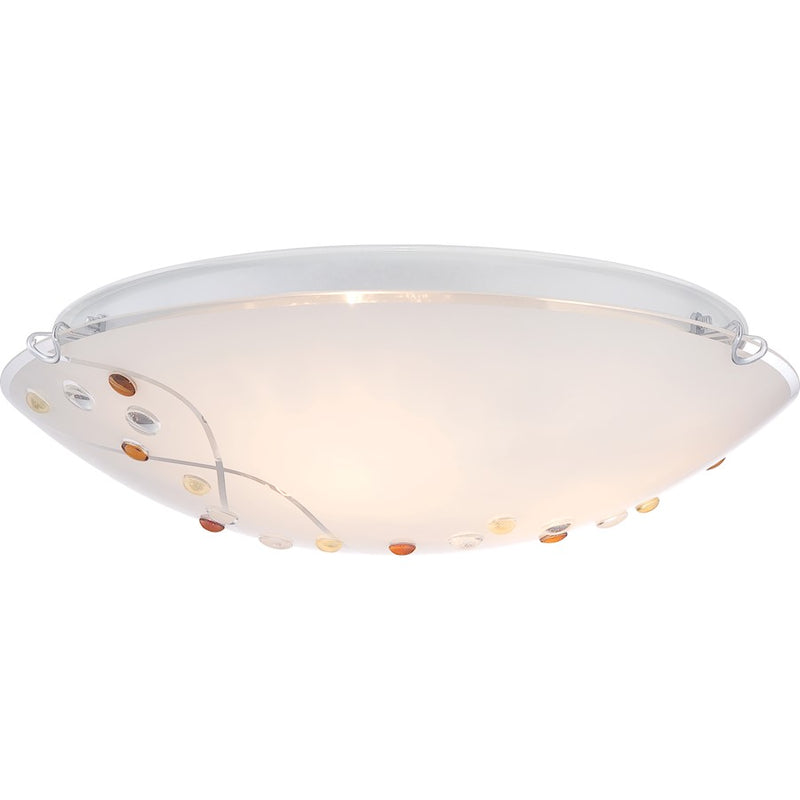 Quoizel Stellar 16in 3-Light Flush Mount | Glam Polished Chrome and White Etched Glass | Bedroom & Hallway Ceiling Light | Model PCSL1616C