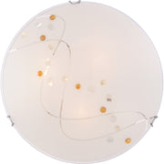 Quoizel Stellar 16in 3-Light Flush Mount | Glam Polished Chrome and White Etched Glass | Bedroom & Hallway Ceiling Light | Model PCSL1616C