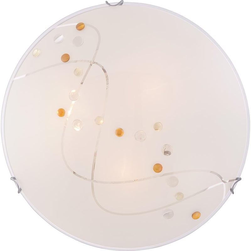 Quoizel Stellar 16in 3-Light Flush Mount | Glam Polished Chrome and White Etched Glass | Bedroom & Hallway Ceiling Light | Model PCSL1616C