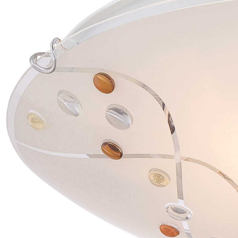 Quoizel Stellar 16in 3-Light Flush Mount | Glam Polished Chrome and White Etched Glass | Bedroom & Hallway Ceiling Light | Model PCSL1616C