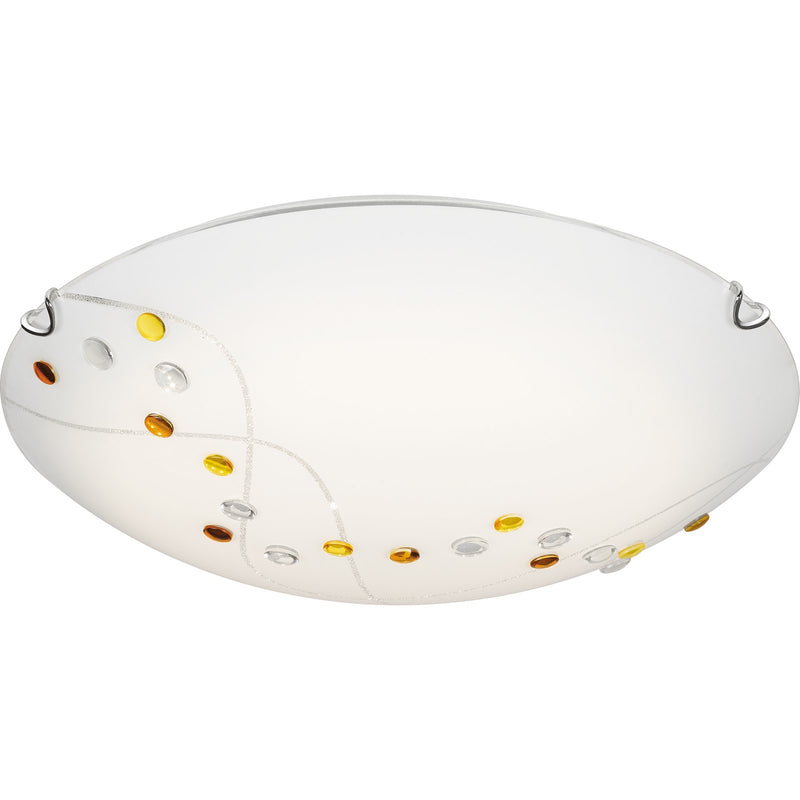 Quoizel Stellar 16in 3-Light Flush Mount | Glam Polished Chrome and White Etched Glass | Bedroom & Hallway Ceiling Light | Model PCSL1616C