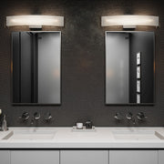 Quoizel Stream 24in LED Bath Vanity Light | Modern Polished Chrome and White Etched Glass | Bathroom Vanity & Powder Room | Model PCSM8524C