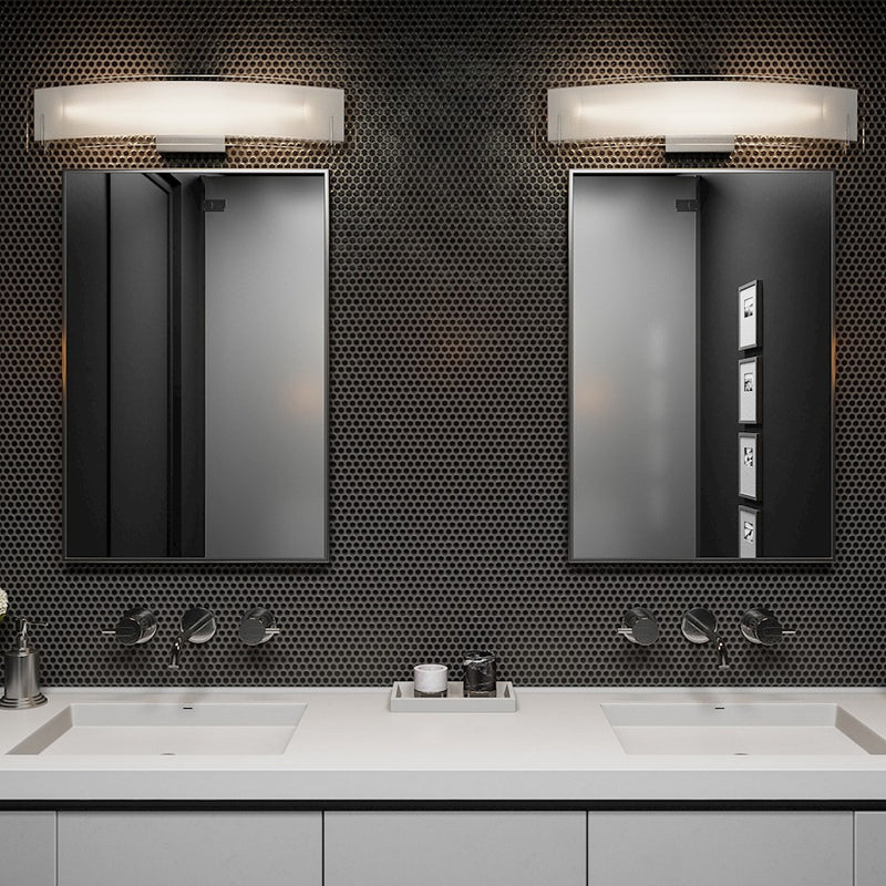 Quoizel Stream 24in LED Bath Vanity Light | Modern Polished Chrome and White Etched Glass | Bathroom Vanity & Powder Room | Model PCSM8524C
