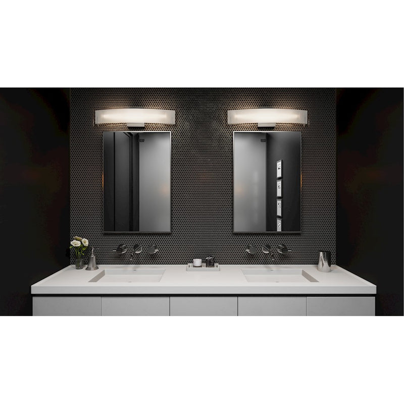 Quoizel Stream 24in LED Bath Vanity Light | Modern Polished Chrome and White Etched Glass | Bathroom Vanity & Powder Room | Model PCSM8524C