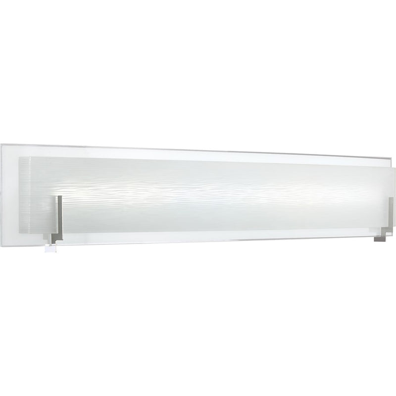 Quoizel Stream 32in LED Bath Vanity Light | Modern Polished Chrome and White Etched Glass | Bathroom Vanity & Powder Room | Model PCSM8532C
