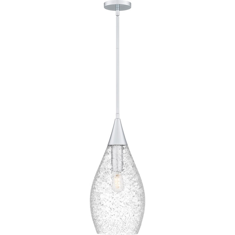 Quoizel Spruce 1 Light Pendant, Polished Chrome/Clear/Embedded