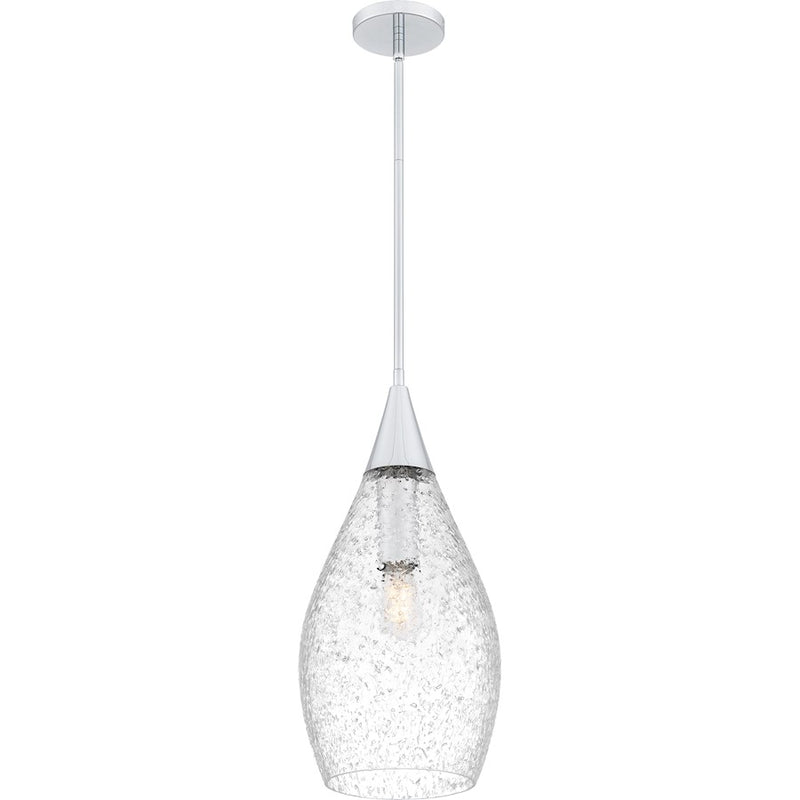 Quoizel Spruce 1 Light Pendant, Polished Chrome/Clear/Embedded