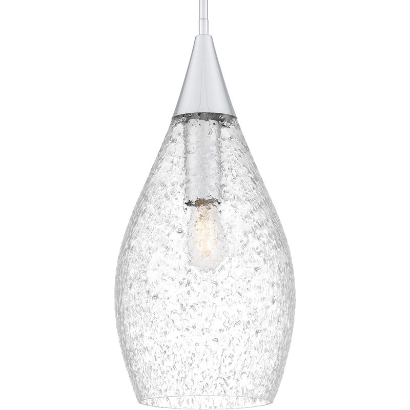 Quoizel Spruce 1 Light Pendant, Polished Chrome/Clear/Embedded