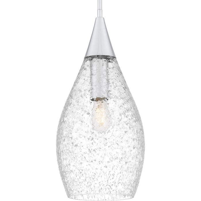 Quoizel Spruce 1 Light Pendant, Polished Chrome/Clear/Embedded