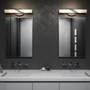 Quoizel Serenade 19in LED Vanity Light | Contemporary Matte Black and White Etched Glass | Bathroom Vanity | 19 x 4 x 4.75 in | Model PCSQ8519MBK