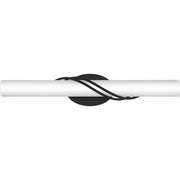Quoizel Serenade 25in LED Vanity Light | Contemporary Matte Black and White Etched Glass | Bathroom Vanity | 25.25 x 4 x 4.75 in | Model PCSQ8525MBK