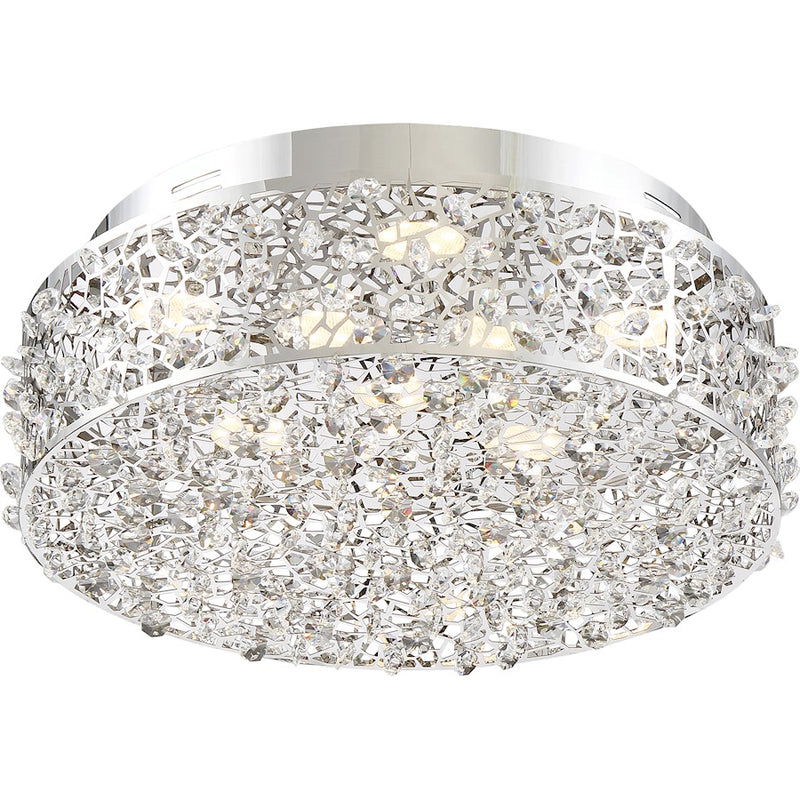 Quoizel Starlet 14in LED Flush Mount | Glam Polished Chrome and Clear Crystal Glass | Entryway & Hallway | 13.75 x 13.75 x 5.5 in | Model PCST1614C