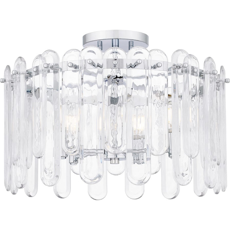 Quoizel Stiles 5 Light Semi-Flush Mount, Chrome/Clear Beveled
