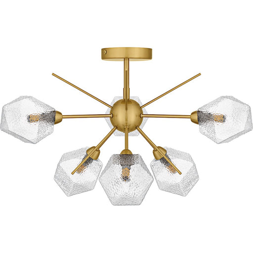 Quoizel Salvador 6Lt Semi-Flush Mount, Gold/Clear Textured
