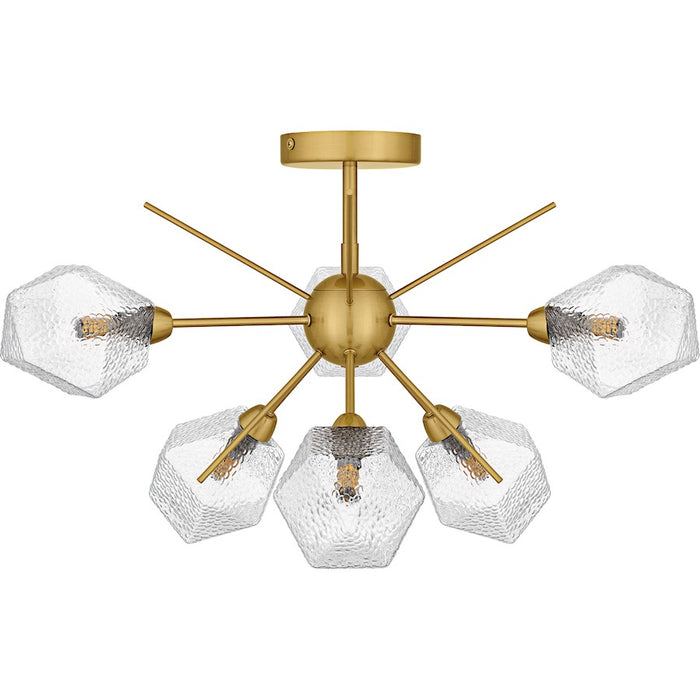 Quoizel Salvador 6Lt Semi-Flush Mount, Gold/Clear Textured