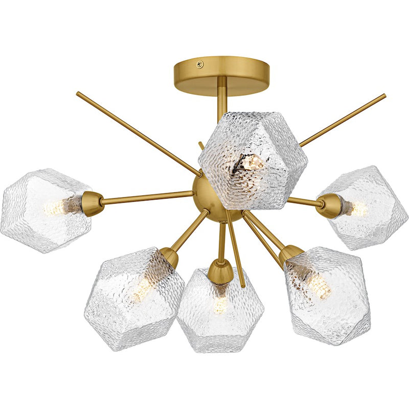 Quoizel Salvador 6Lt Semi-Flush Mount, Gold/Clear Textured