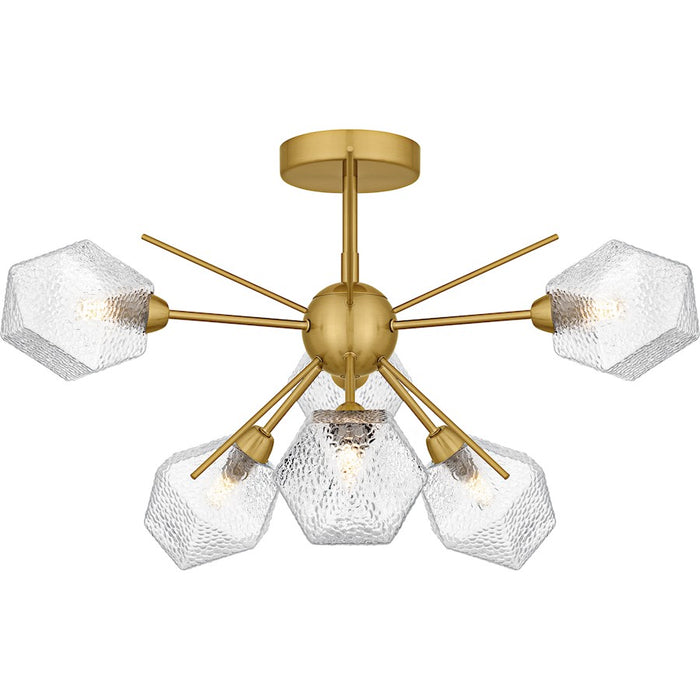 Quoizel Salvador 6Lt Semi-Flush Mount, Gold/Clear Textured