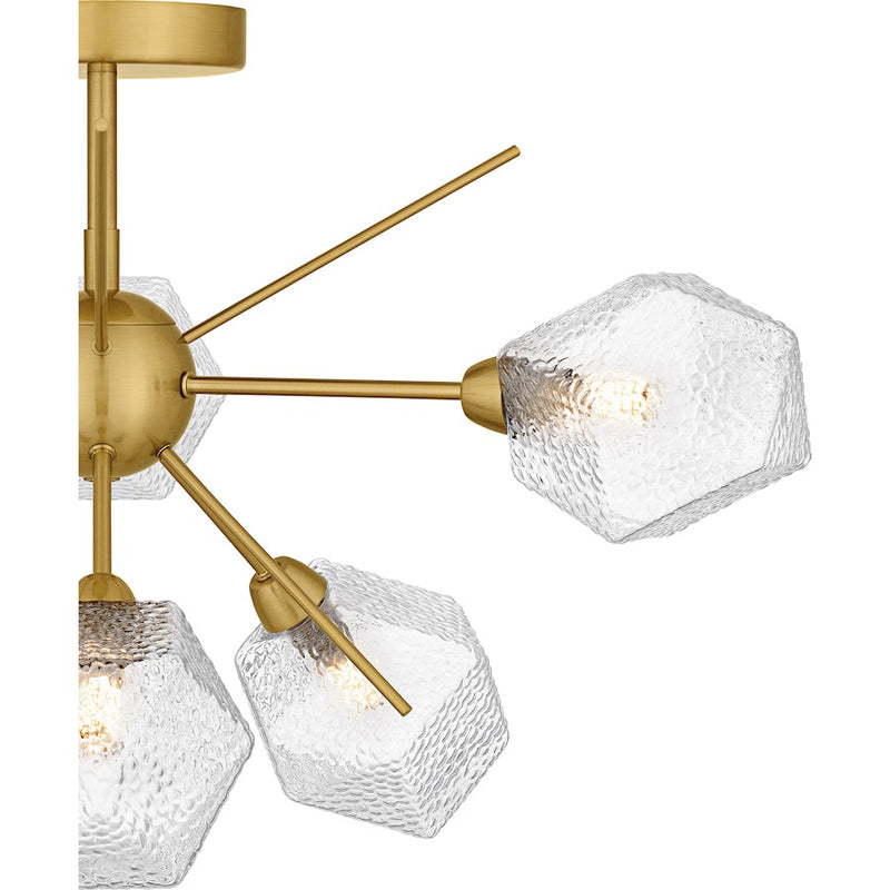 Quoizel Salvador 6Lt Semi-Flush Mount, Gold/Clear Textured