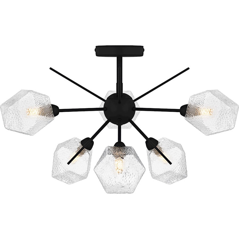 Quoizel Salvador 6Lt Semi-Flush Mount, Earth Black/Clear Textured - PCSVD1724EK