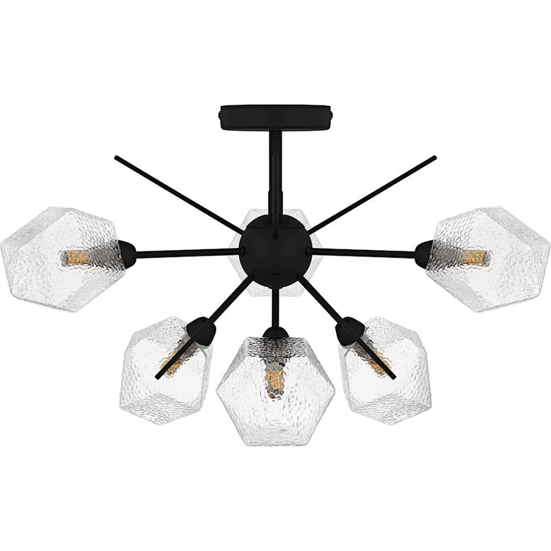 Quoizel Salvador 6Lt Semi-Flush Mount, Earth Black/Clear Textured