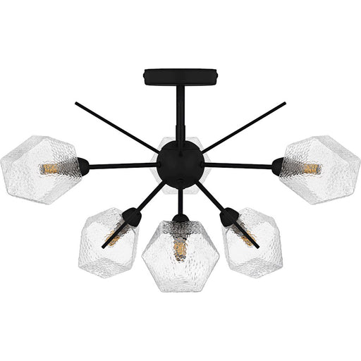 Quoizel Salvador 6Lt Semi-Flush Mount, Earth Black/Clear Textured