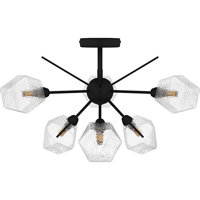 Quoizel Salvador 6Lt Semi-Flush Mount, Earth Black/Clear Textured