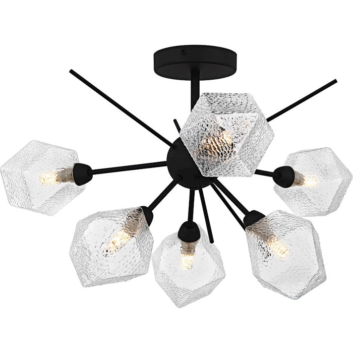 Quoizel Salvador 6Lt Semi-Flush Mount, Earth Black/Clear Textured