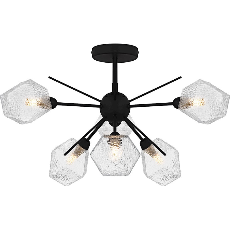 Quoizel Salvador 6Lt Semi-Flush Mount, Earth Black/Clear Textured