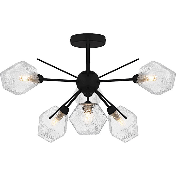 Quoizel Salvador 6Lt Semi-Flush Mount, Earth Black/Clear Textured
