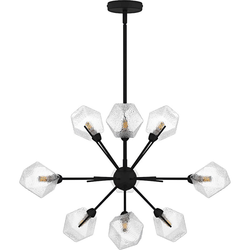 Quoizel Salvador 9Lt Chandelier, Earth Black/Clear Textured