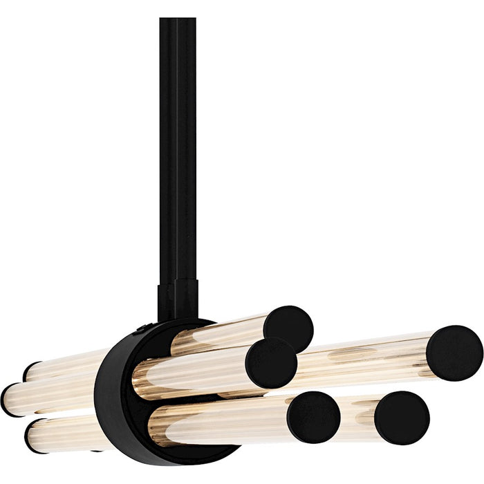 Quoizel Talbott Lt Island Light, Black/Clear Ribbed Acrylic