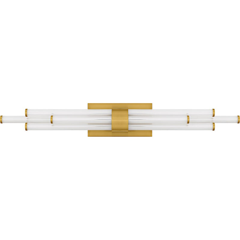Quoizel Talbott LED 32" Bath Light, Gold/Clear Ribbed Acrylic