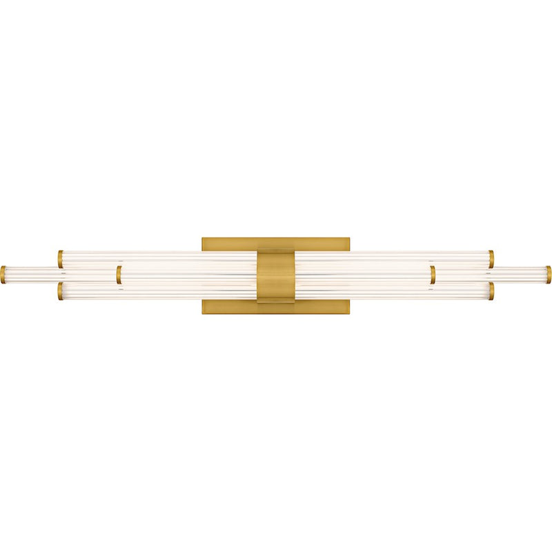 Quoizel Talbott LED 32" Bath Light, Gold/Clear Ribbed Acrylic