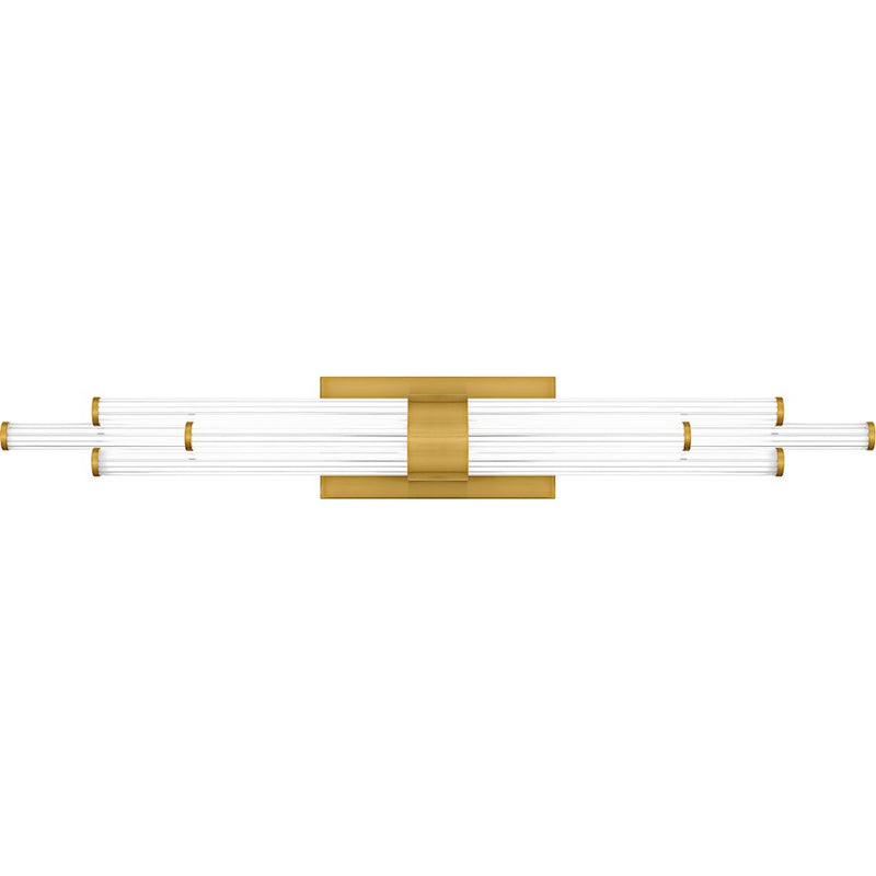 Quoizel Talbott LED 32" Bath Light, Gold/Clear Ribbed Acrylic