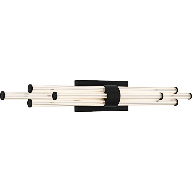 Quoizel Talbott LED 32" Bath Light, Black/Clear Ribbed Acrylic