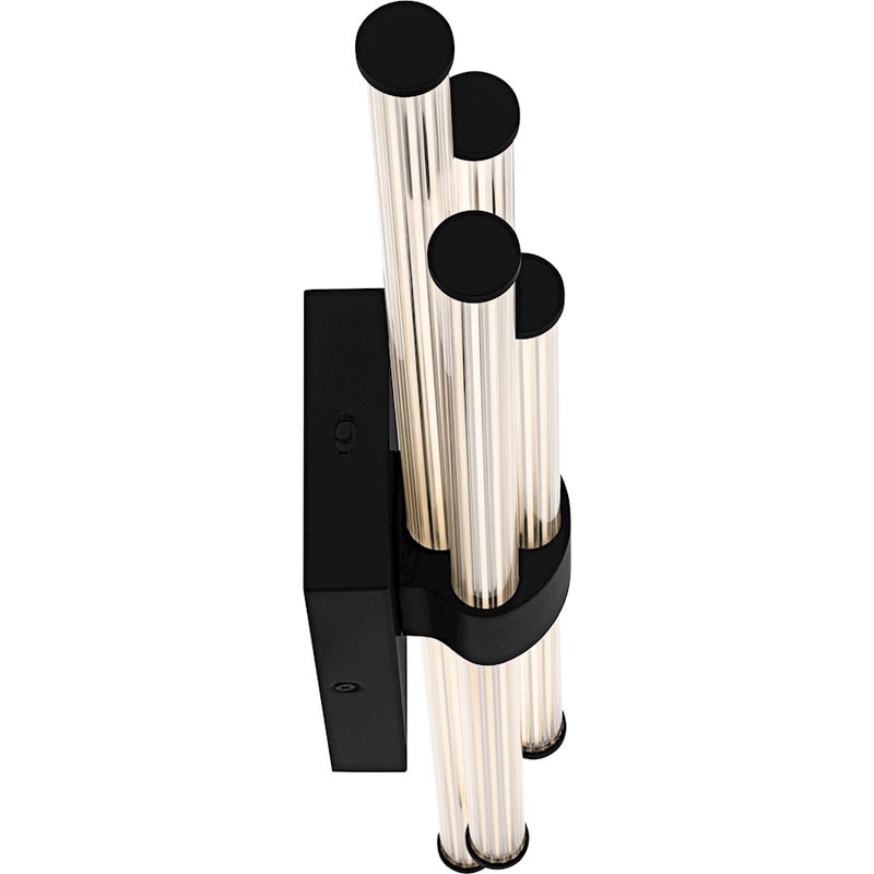 Quoizel Talbott LED 32" Bath Light, Black/Clear Ribbed Acrylic