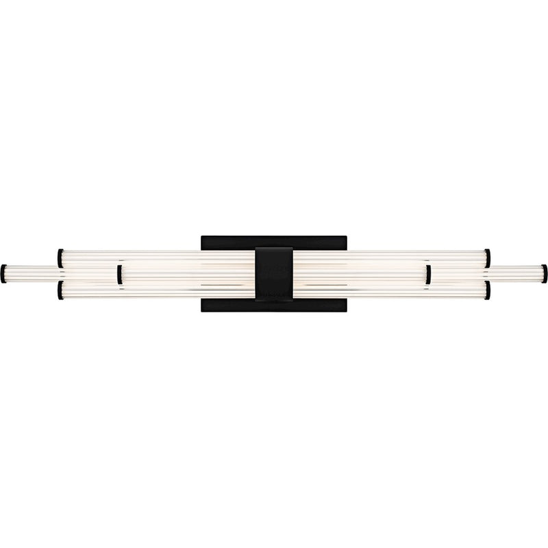 Quoizel Talbott LED 32" Bath Light, Black/Clear Ribbed Acrylic