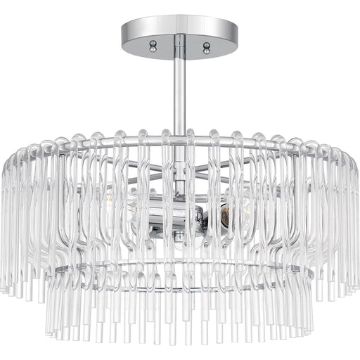 Quoizel Tayshia 18in 3-Light Semi-Flush Mount | Glam Polished Chrome and Clear Glass | Bedroom & Hallway Ceiling Light | Model PCTAY1718C
