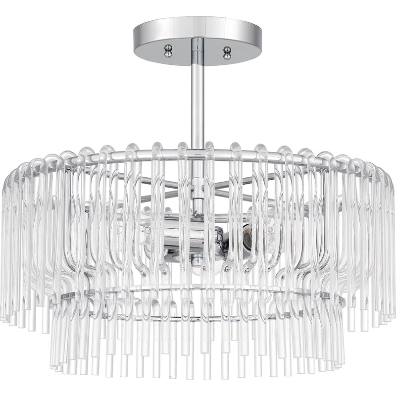 Quoizel Tayshia 18in 3-Light Semi-Flush Mount | Glam Polished Chrome and Clear Glass | Bedroom & Hallway Ceiling Light | Model PCTAY1718C