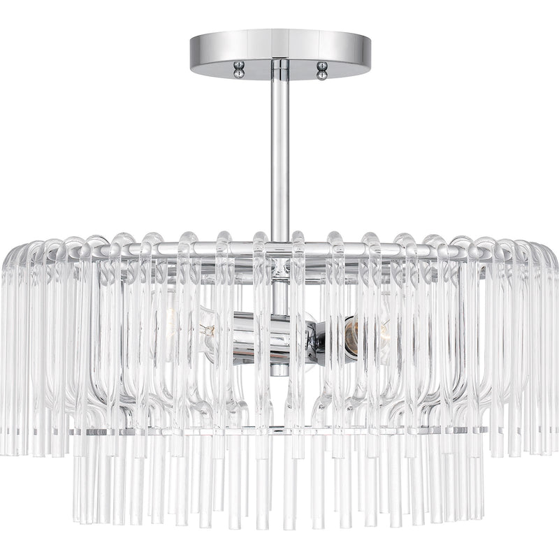 Quoizel Tayshia 18in 3-Light Semi-Flush Mount | Glam Polished Chrome and Clear Glass | Bedroom & Hallway Ceiling Light | Model PCTAY1718C